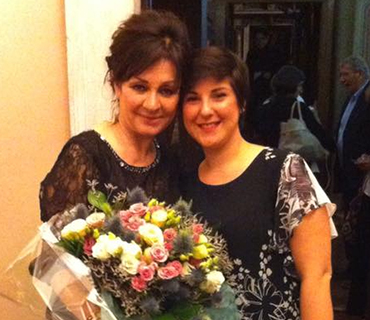 Photo of the soprano Marta Mari with Daniela Dessì. 